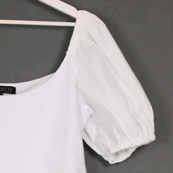 Eloquii White Puff Sleeve Babydoll Dress NWT Size 16 - Picture 4 of 10